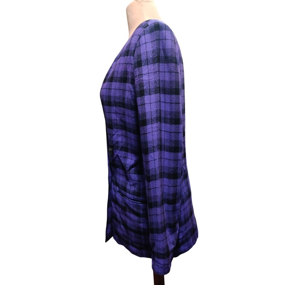 Vintage Chad Stevens 12 Purple Plaid Double Breasted Power Suit Blazer Made USA - Picture 10 of 13